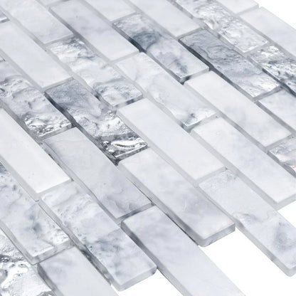 White 12x12 Matte Brick Glass Mosaic Tile (10 pack, 9.5 sq ft/case) - Sample