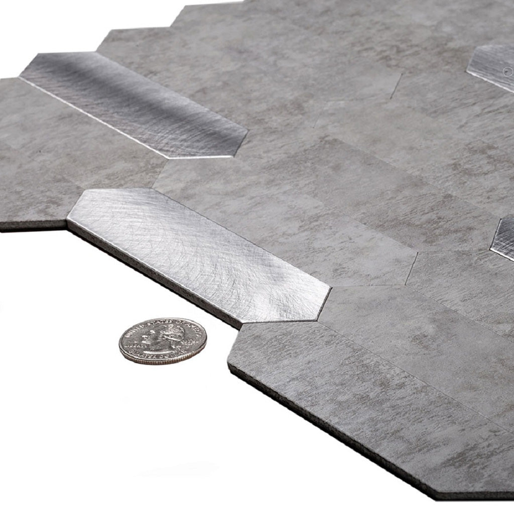 Gray 12x12 Honed Brick PVC Peel & Stick Tile (10 pack, 10 sq ft/case)