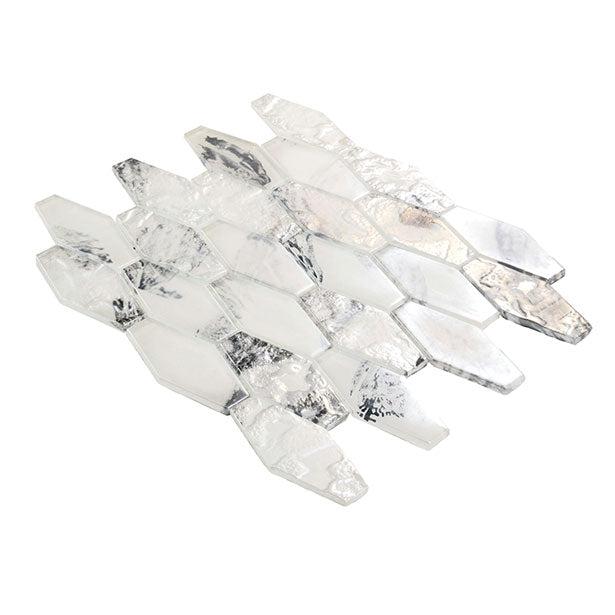 White 11x12 Matte Elongated Hexagon Glass Mosaic Tile (10 pack, 8.6 sq ft/case) - Sample