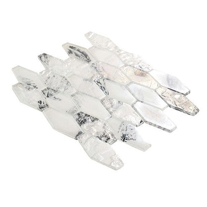 White 11x12 Matte Elongated Hexagon Glass Mosaic Tile (10 pack, 8.6 sq ft/case)