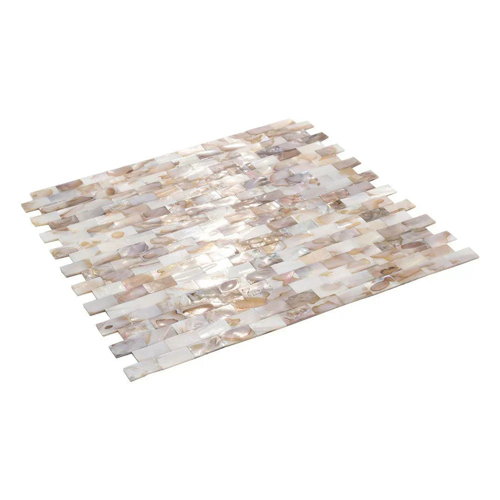 White Beige 12x12 Polished Brick Shell Mother of Pearl Mosaic Tile (20 pack, 18.52 sq ft/case) - Sample