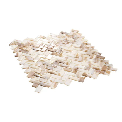 White Beige 11x11 Polished Herringbone Shell Mother of Pearl Mosaic Tile (20 pack, 16.19 sq ft/case)