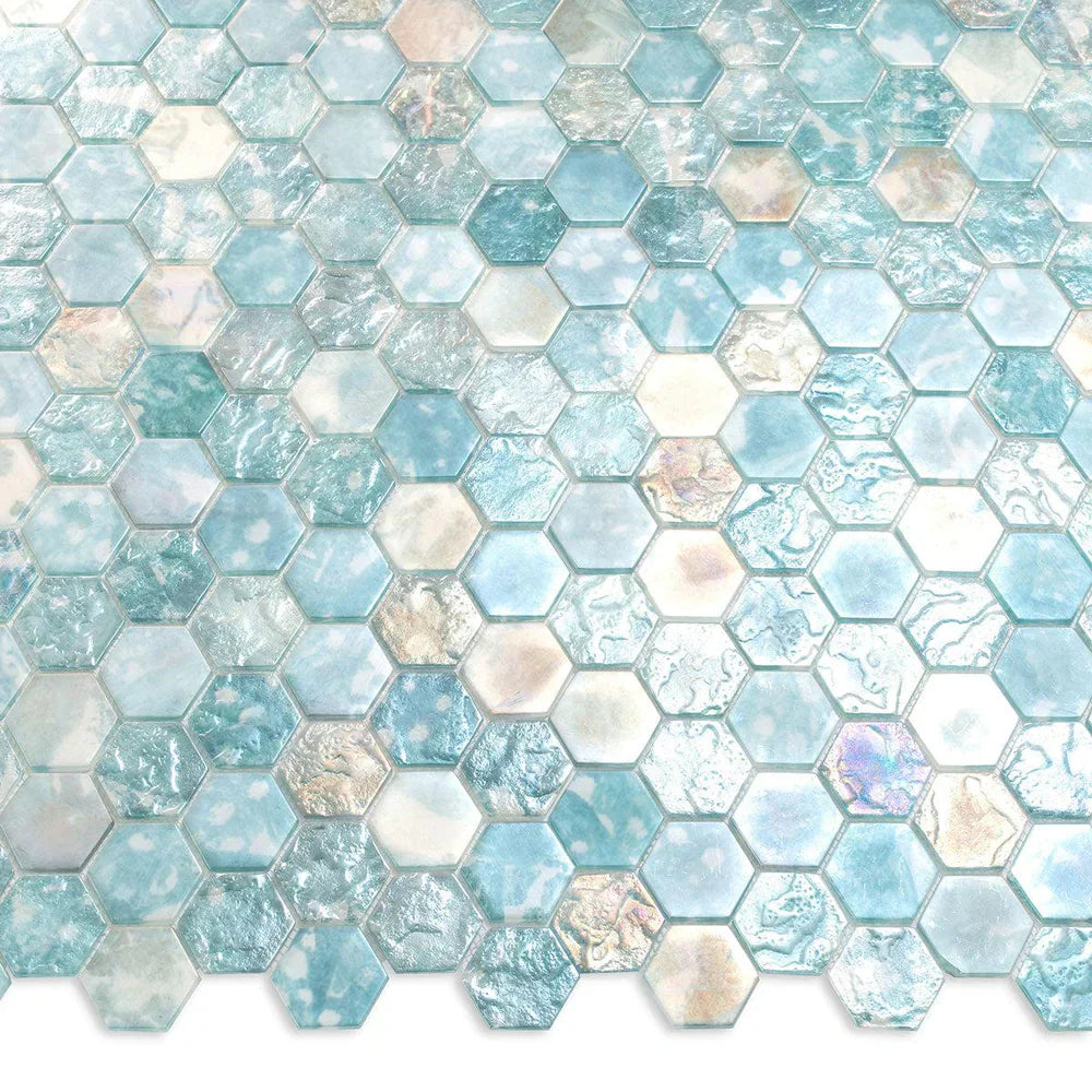 Aqua 12x12 Matte Hexagon Glass Mosaic Tile (10 pack, 9.6 sq ft/case) - Sample