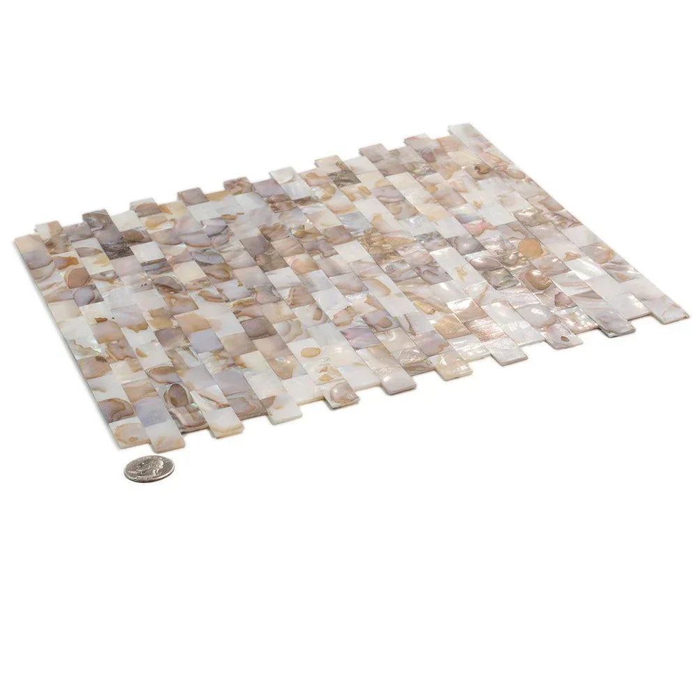 White Beige 12x12 Polished Brick Shell Mother of Pearl Mosaic Tile (20 pack, 18.52 sq ft/case) - Sample