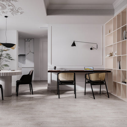 MNO 22mil Heavy Duty Wear Layer SPC Vinyl Rigid Core 7.6mm Thick, 1.5mm IXPE Sound P - Pine Collection book shelf view