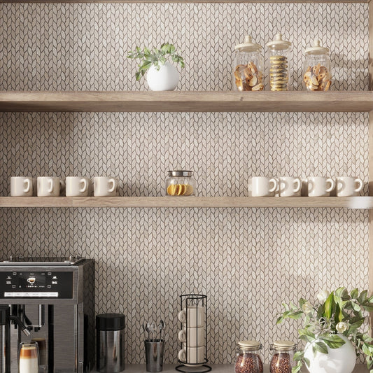 Beige 12x12 Etched Polished Crema Marfil Marble Mosaic Tile (5 pack, 4.92 sq ft/case)