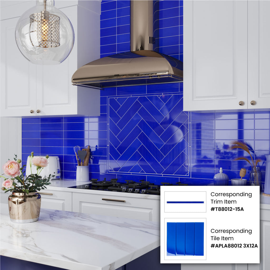 Cobalt Blue 3x12 Glossy Subway Glass Tile (20 pack, 5 sq ft/case) - Sample