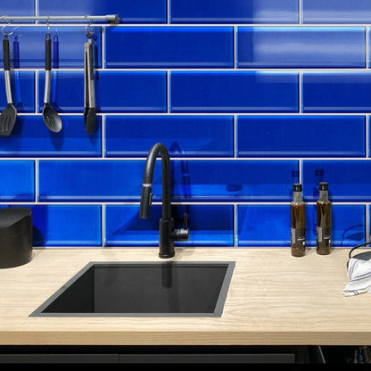 Cobalt Blue 4x16 Glossy Subway Glass Tile (12 pack, 5.33 sq ft/case) - Sample