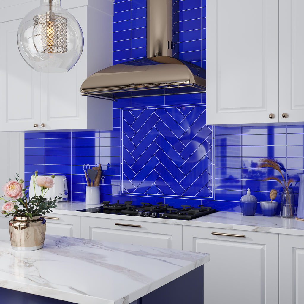 Cobalt Blue 3x12 Glossy Subway Glass Tile (20 pack, 5 sq ft/case) - Sample