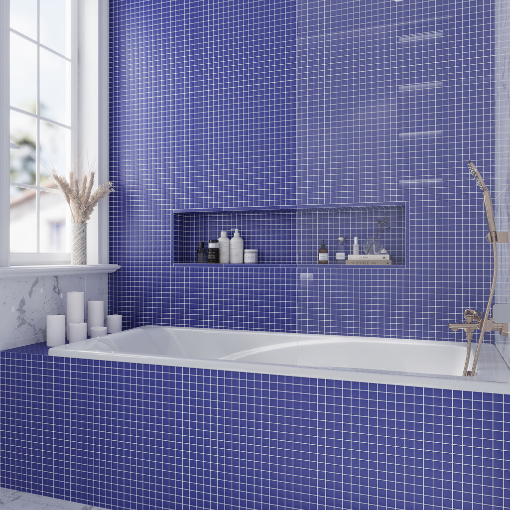 Cobalt Blue 0.5x12 Matte Glass Pencil Tile Trim (10 pack, 0.5 sq ft/case)
