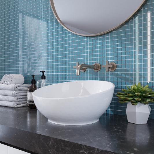 Sky Blue 12x12 Glossy Square Glass Mosaic Tile (10 pack, 9.67 sq ft/case)