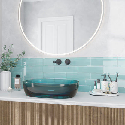 Sky Blue 3x12 Glossy Subway Glass Tile (20 pack, 5 sq ft/case)