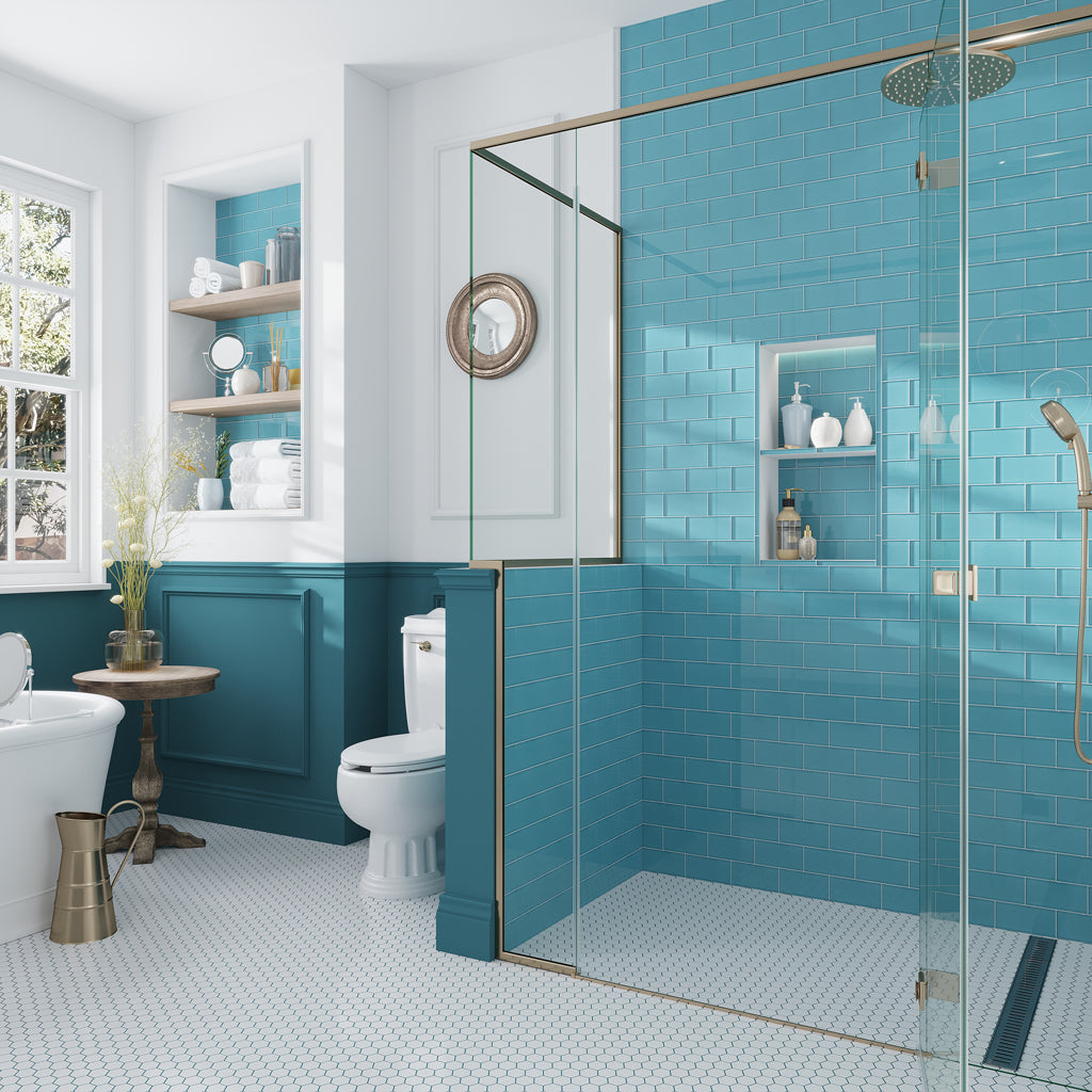 Sky Blue 3x6 Glossy Subway Glass Tile (40 pack, 5 sq ft/case) - Sample