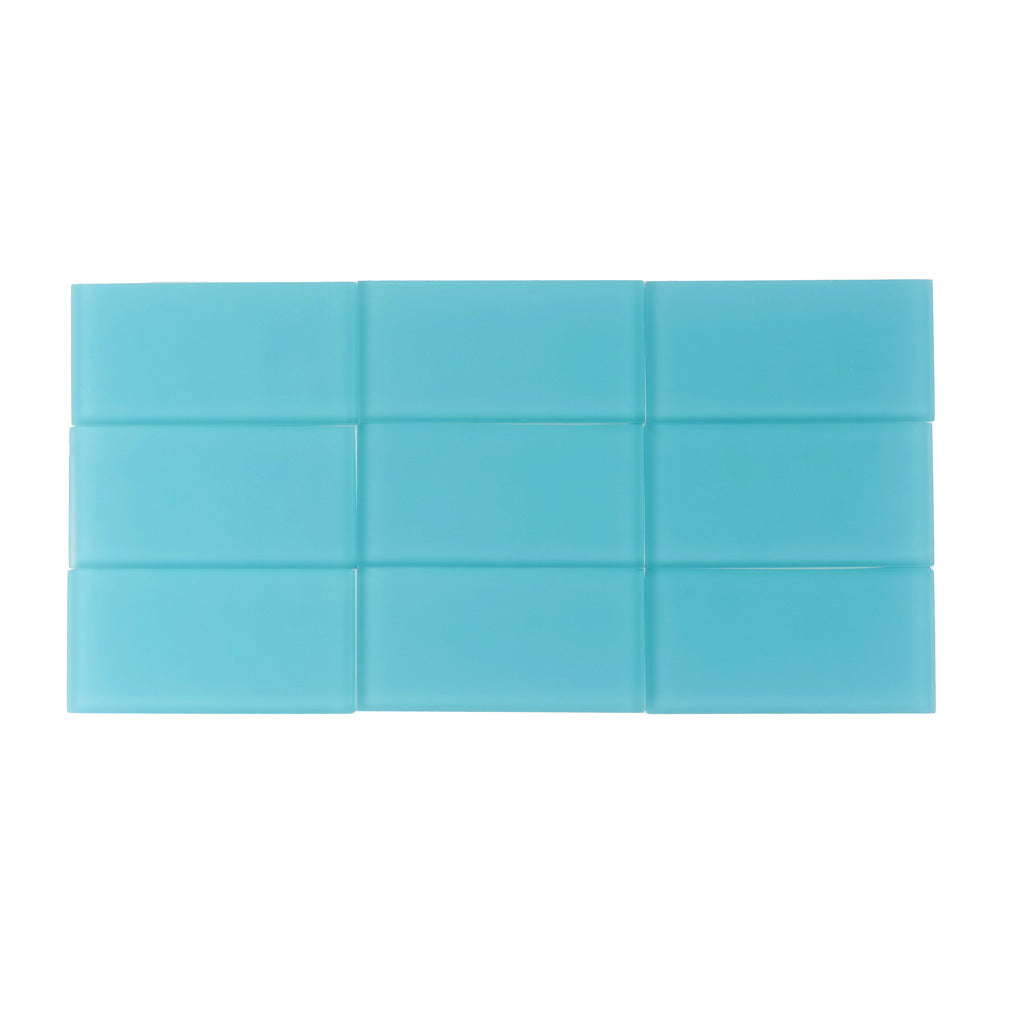 Sky Blue 3x6 Matte Subway Glass Tile (40 pack, 5 sq ft/case) - Sample
