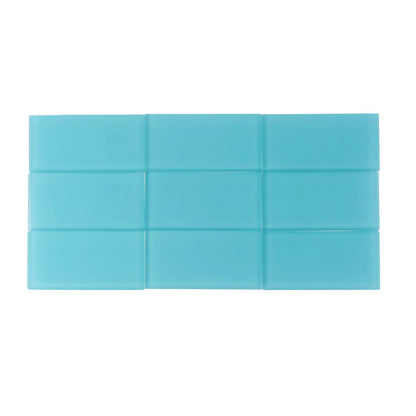 Sky Blue 3x6 Matte Subway Glass Tile (40 pack, 5 sq ft/case) - Sample