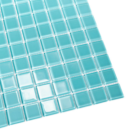 Sky Blue 12x12 Glossy Square Glass Mosaic Tile (10 pack, 9.67 sq ft/case) - Sample