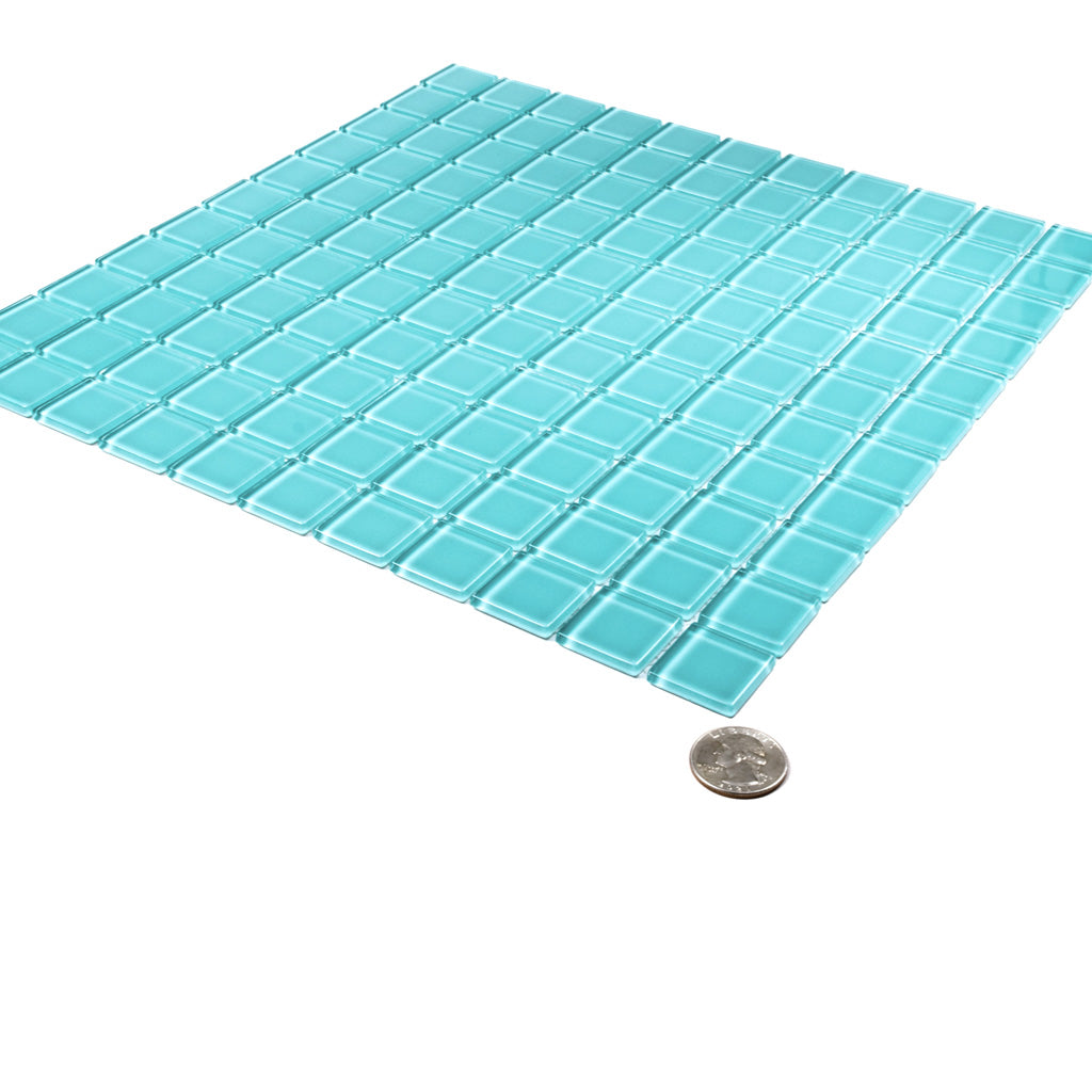 Sky Blue 12x12 Glossy Square Glass Mosaic Tile (10 pack, 9.67 sq ft/case) - Sample
