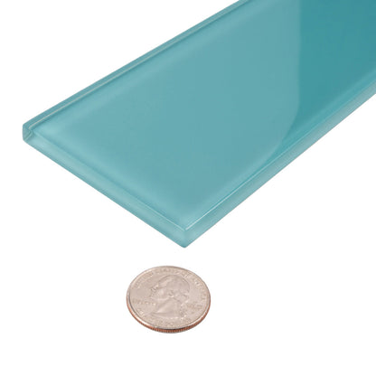 Sky Blue 3x12 Glossy Subway Glass Tile (20 pack, 5 sq ft/case)