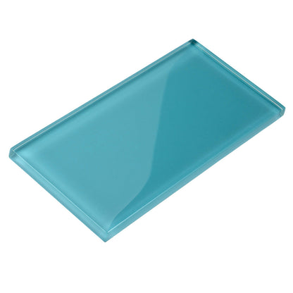 Sky Blue 3x6 Glossy Subway Glass Tile (40 pack, 5 sq ft/case) - Sample