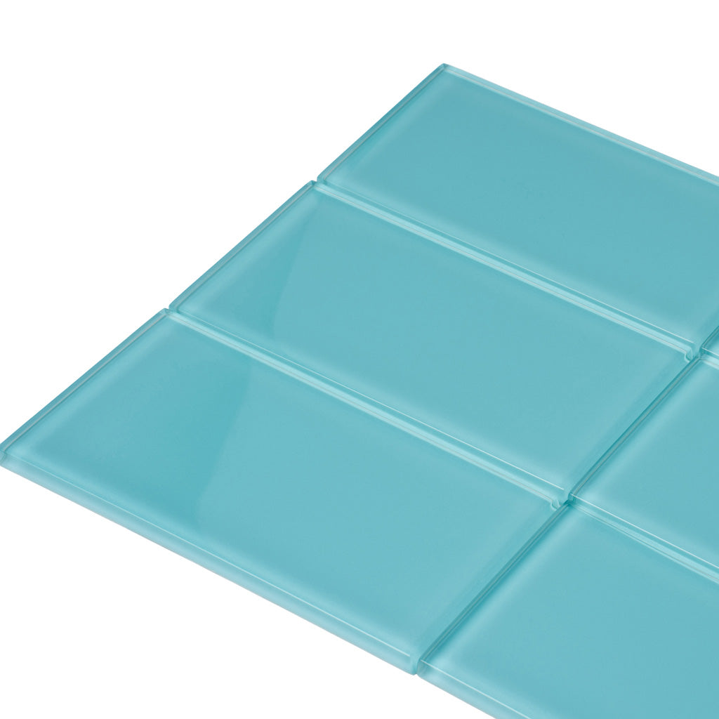 Sky Blue 3x6 Glossy Subway Glass Tile (40 pack, 5 sq ft/case)