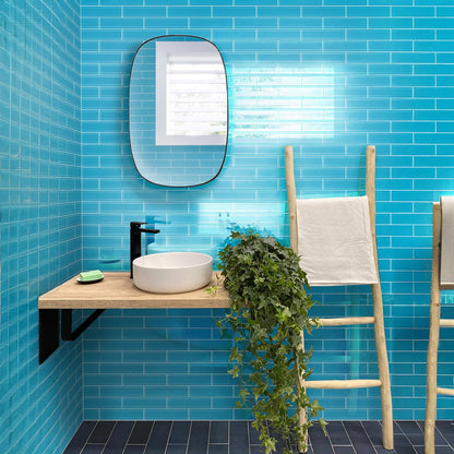 Sapphire Blue 3x12 Glossy Subway Glass Tile (20 pack, 5 sq ft/case)
