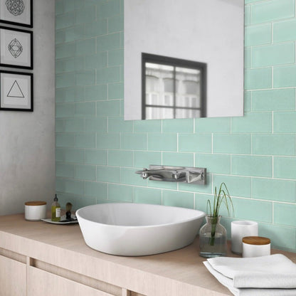 Blizzard Blue 3x6 Matte Subway Glass Tile (40 pack, 5 sq ft/case) - Sample