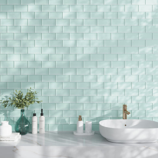 Blizzard Blue 3x6 Matte Subway Glass Tile (40 pack, 5 sq ft/case)