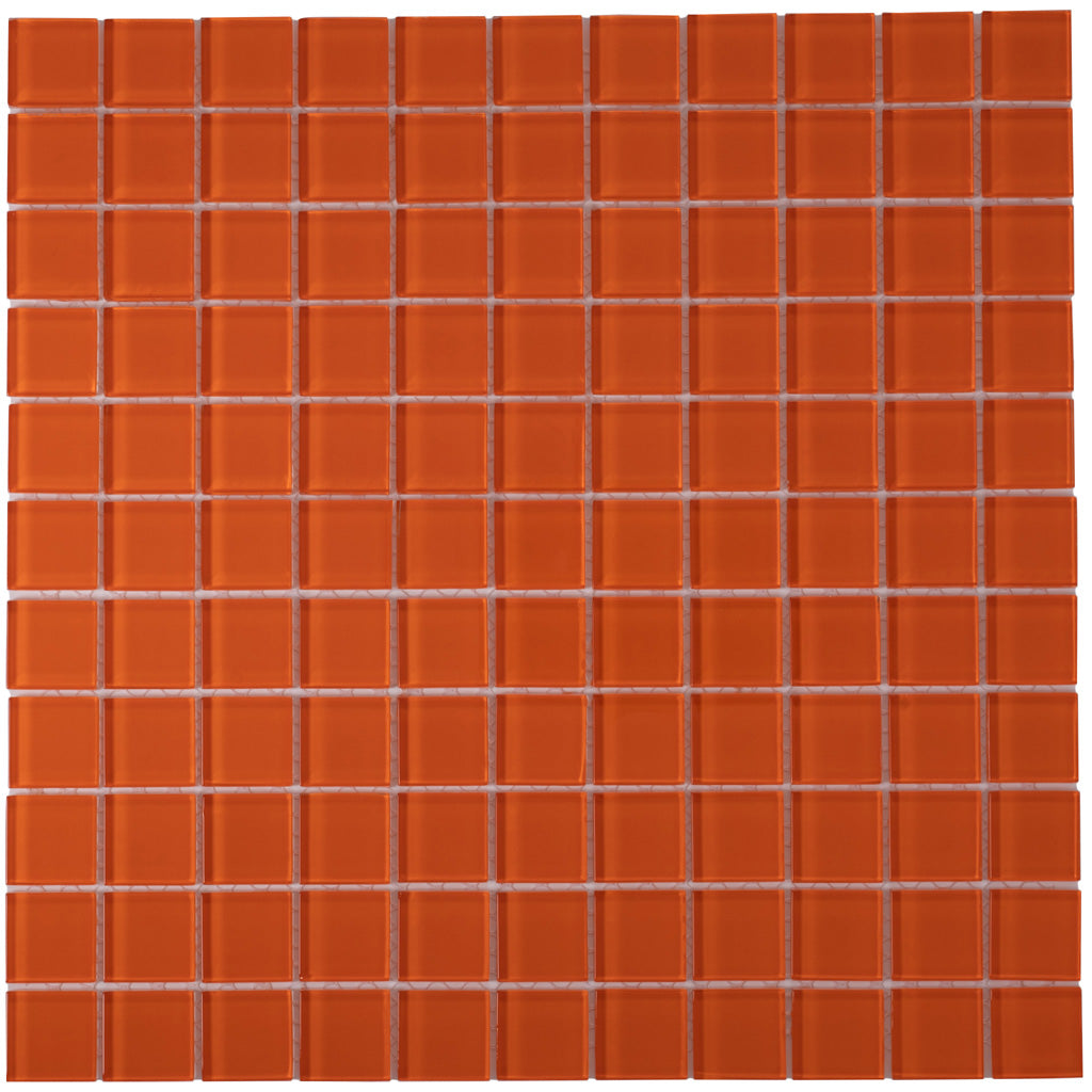 Orange 12x12 Glossy Square Glass Mosaic Tile (10 pack, 9.67 sq ft/case)