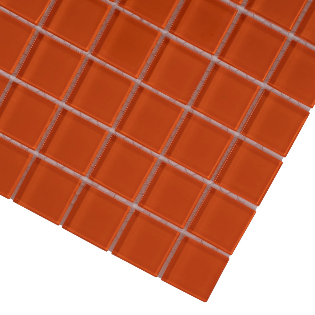 Orange 12x12 Glossy Square Glass Mosaic Tile (10 pack, 9.67 sq ft/case)
