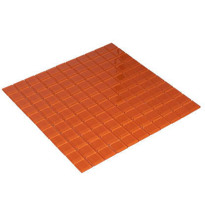 Orange 12x12 Glossy Square Glass Mosaic Tile (10 pack, 9.67 sq ft/case)