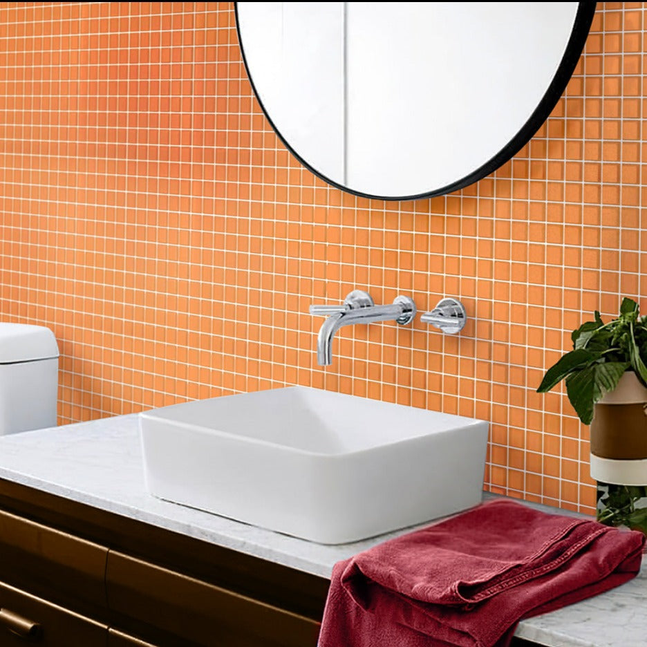 Orange 12x12 Matte Square Glass Mosaic Tile (10 pack, 9.67 sq ft/case) - Sample