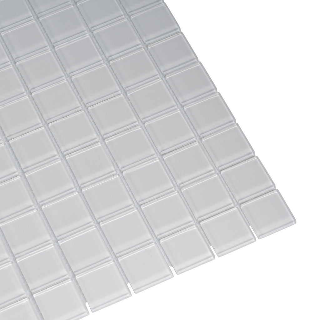 White 12x12 Glossy Square Glass Mosaic Tile (10 pack, 9.67 sq ft/case)