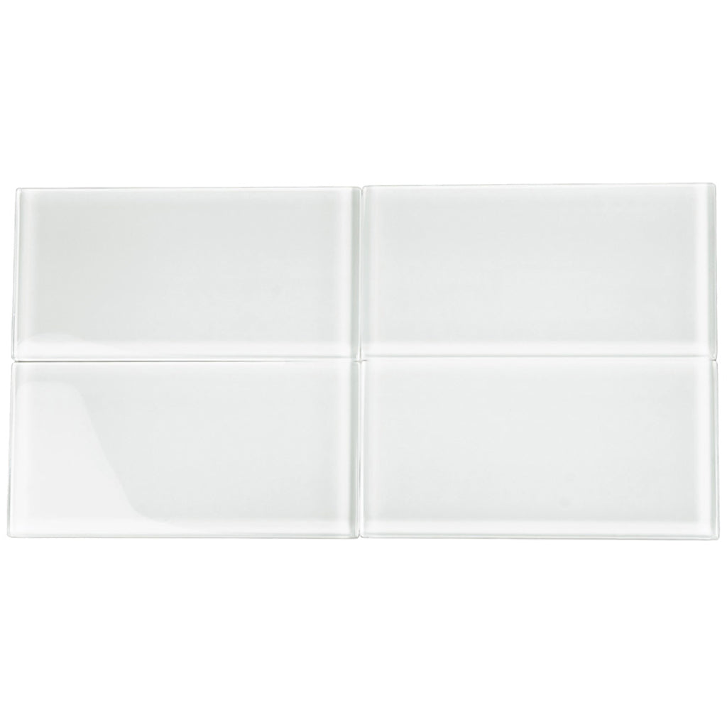 White 3x6 Glossy Subway Glass Tile (40 pack, 5 sq ft/case)