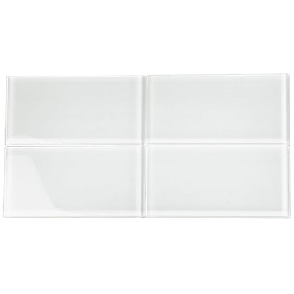 White 3x6 Glossy Subway Glass Tile (40 pack, 5 sq ft/case)