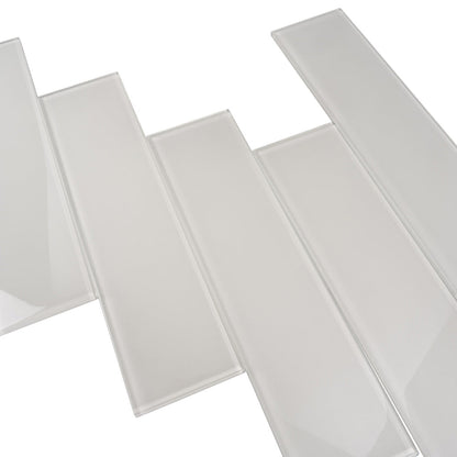 White 4x16 Glossy Subway Glass Tile (12 pack, 5.33 sq ft/case)