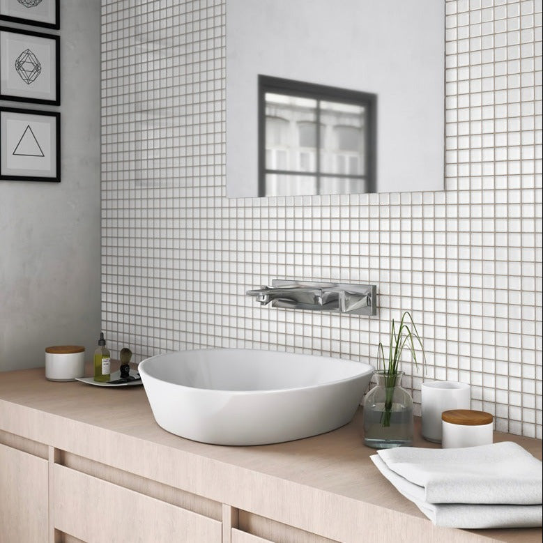 White 12x12 Matte Square Glass Mosaic Tile (10 pack, 9.67 sq ft/case) - Sample