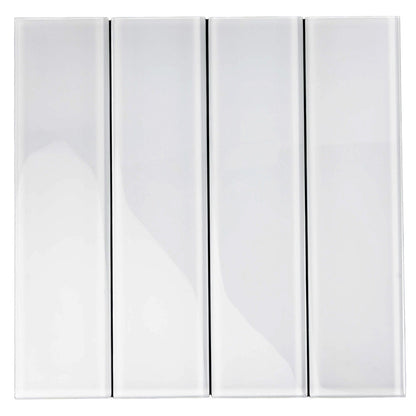 White 3x12 Glossy Subway Glass Tile (20 pack, 5 sq ft/case) - Sample