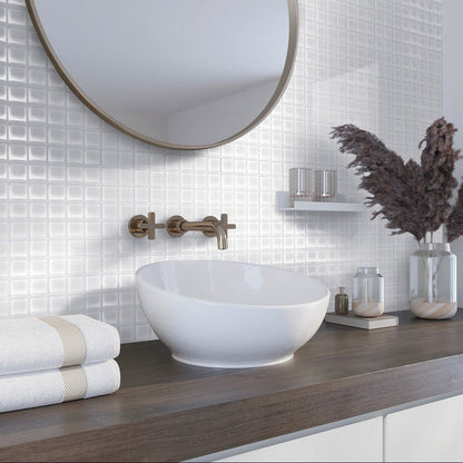 White 12x12 Glossy Square Glass Mosaic Tile (10 pack, 9.67 sq ft/case)