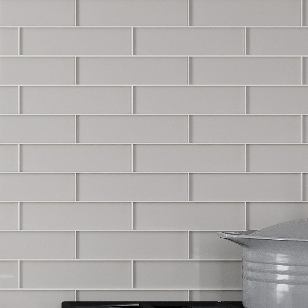 Warm Greige 3x12 Glossy Subway Glass Tile (20 pack, 5 sq ft/case)