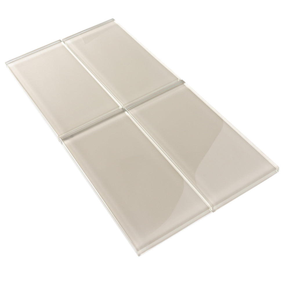 Warm Greige 3x6 Glossy Subway Glass Tile (40 pack, 5 sq ft/case)