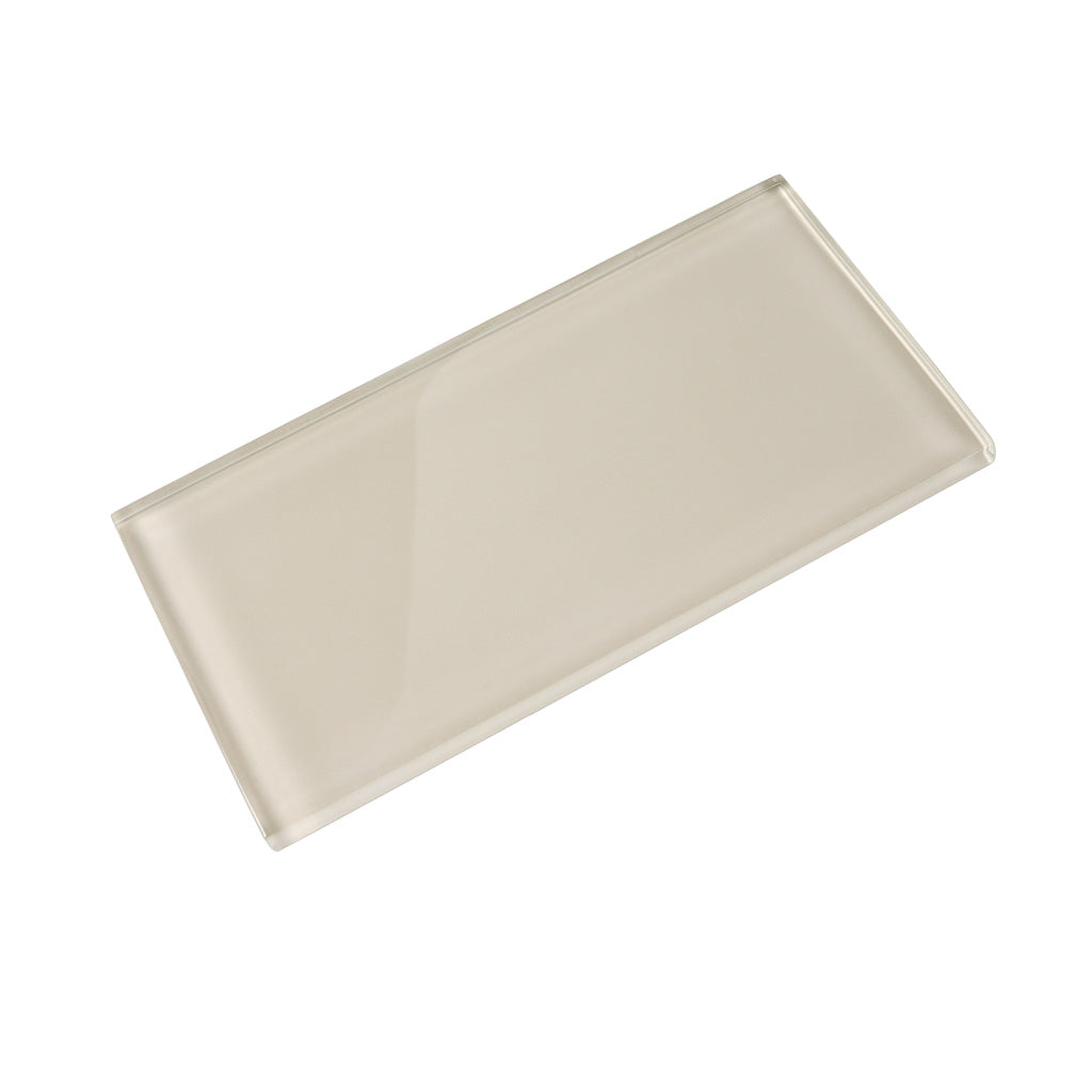 Warm Greige 3x6 Glossy Subway Glass Tile (40 pack, 5 sq ft/case)
