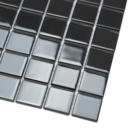 Black 12x12 Glossy Square Glass Mosaic Tile (10 pack, 9.67 sq ft/case)