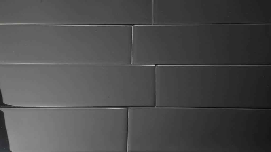 Black 4x16 Glossy Subway Glass Tile (12 pack, 5.33 sq ft/case)
