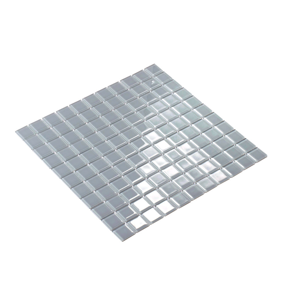 Gray 12x12 Glossy Square Glass Mosaic Tile (10 pack, 9.67 sq ft/case)