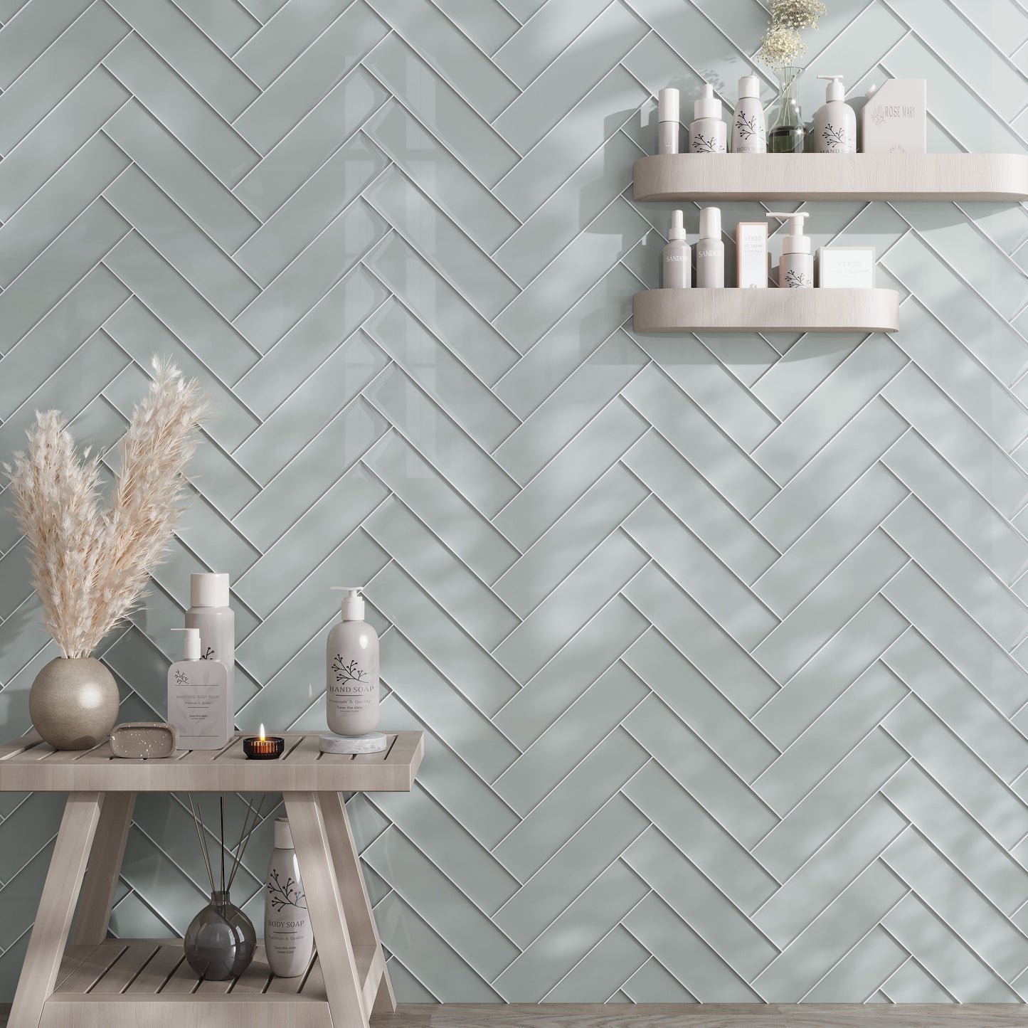 Gray 3x12 Glossy Subway Glass Tile (20 pack, 5 sq ft/case)