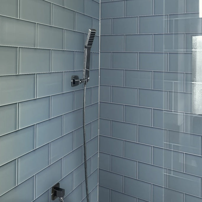 Gray 3x6 Glossy Subway Glass Tile (40 pack, 5 sq ft/case)
