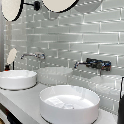Gray 3x12 Glossy Subway Glass Tile (20 pack, 5 sq ft/case)