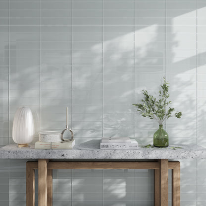 Gray 4x16 Subway Glossy Glass Tile (12 pack, 5.33 sq ft/case)