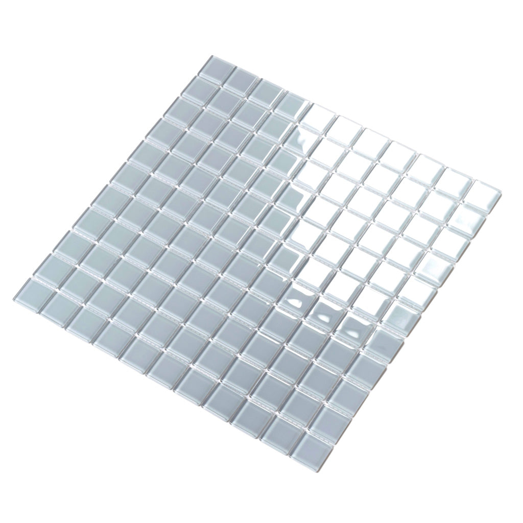 Gray 12x12 Glossy Square Glass Mosaic Tile (10 pack, 9.67 sq ft/case) - Sample