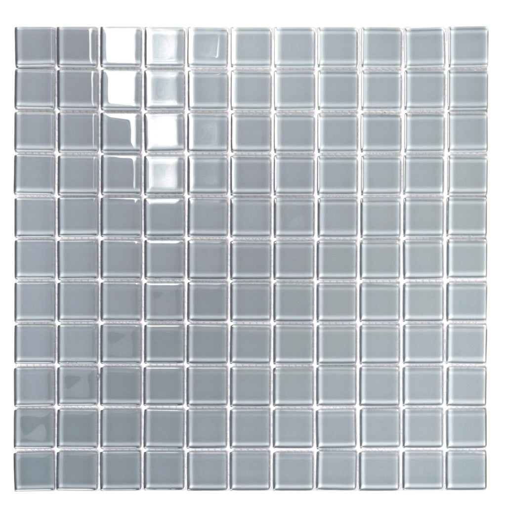 Gray 12x12 Glossy Square Glass Mosaic Tile (10 pack, 9.67 sq ft/case)